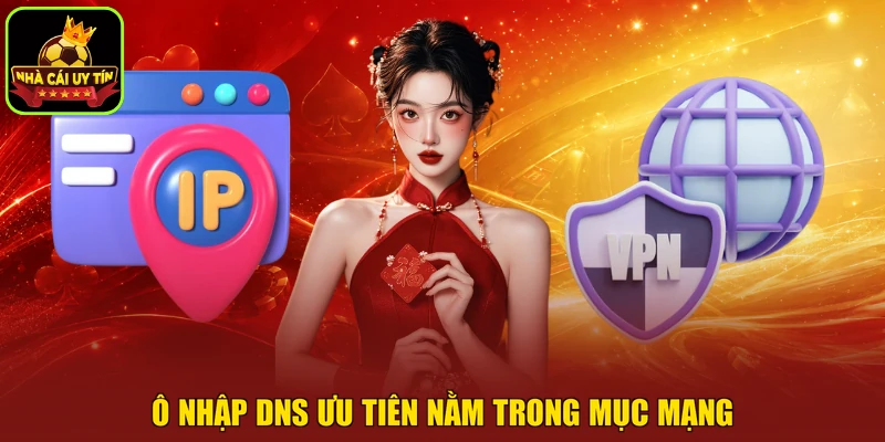 Ô nhập DNS ưu tiên nằm trong mục mạng